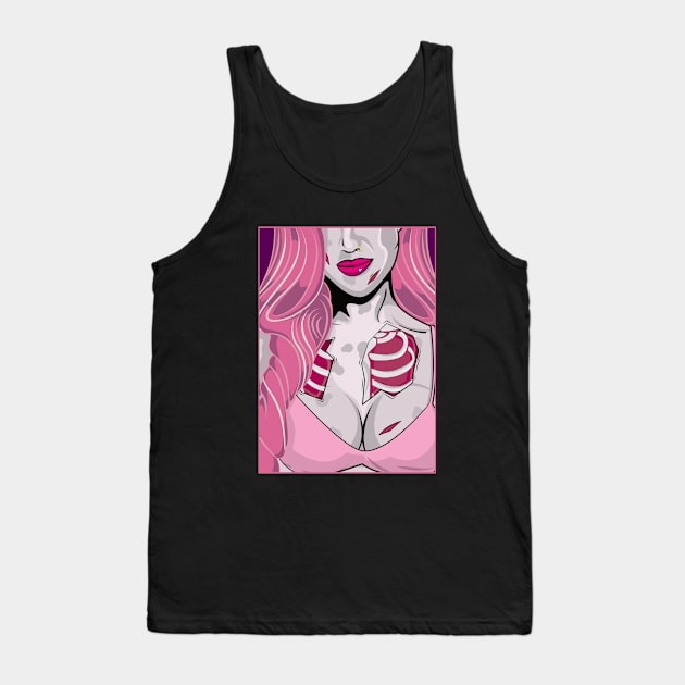 Halloween Zombie Pop Art Girl Tank Top by Hixon House